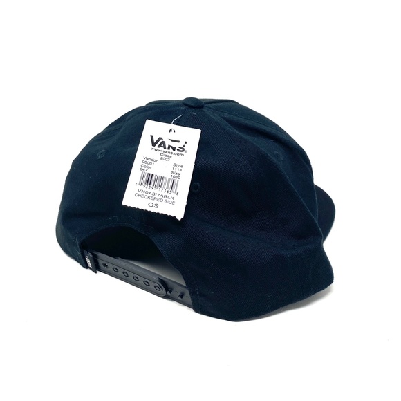 VANS Men’s Checkered Side Snapback Hat Cotton Black VN0A3I7AbLK - Picture 3 of 6